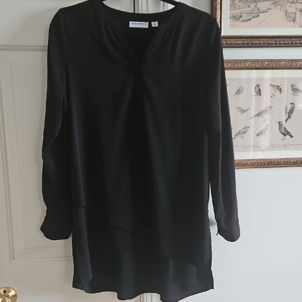 Susan Graver Black High/Low Tunic Blouse
